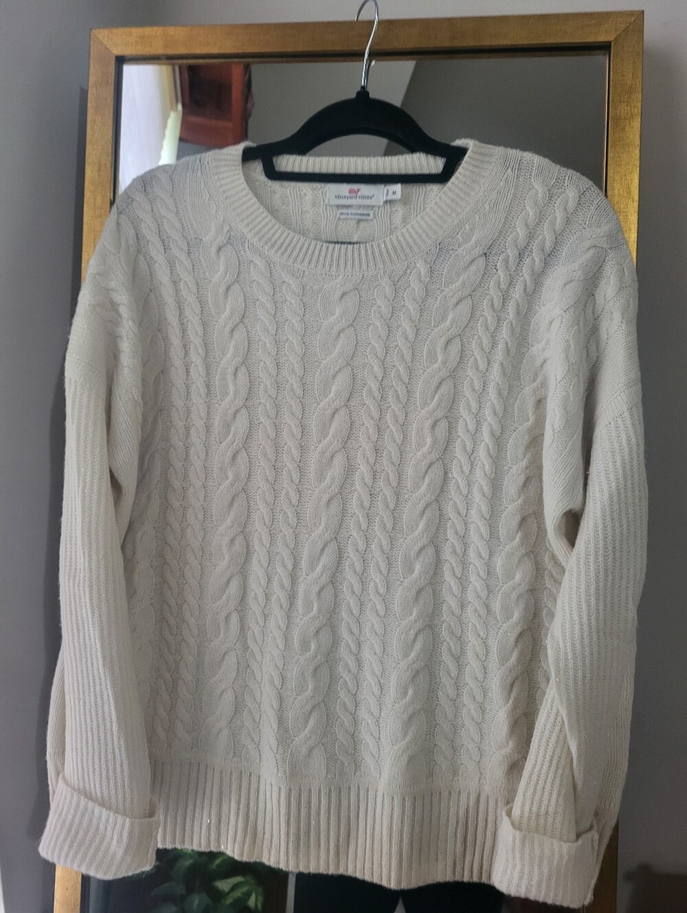 EUC 93% Cashmere Vinyard Vines Cable Knit With Shimmer